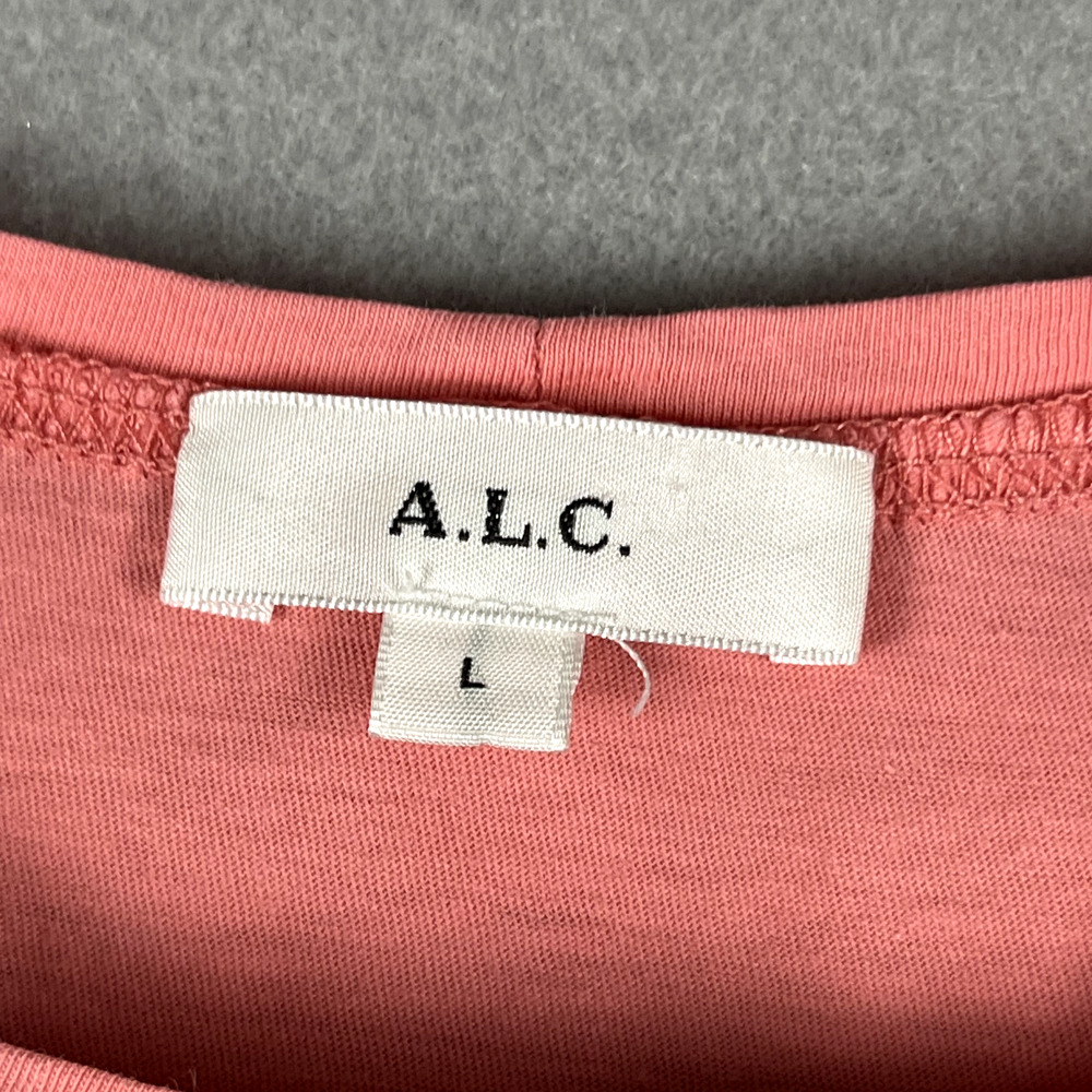 ALC Monica Cropped Top Womens Large Pink Cotton Short Sleeve Back Tie Casual - Picture 6 of 16